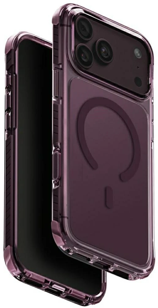 UNIQ Combat dėklas, skirtas iPhone 18 Pro Max / 17 Pro Max Magclick Charging, burgundinis