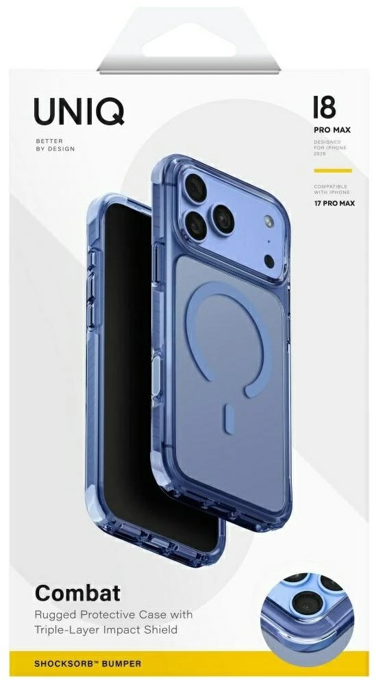 Dėklas UNIQ Combat skirtas iPhone 18 Pro Max / 17 Pro Max Magclick Charging mėlynas
