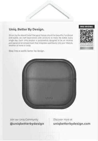 UNIQ dėklas Glase AirPods 4 glossy smoke