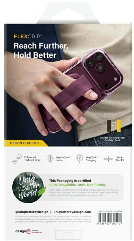 Dėklas UNIQ Heldro Air, skirtas iPhone 18 Pro / 17 Pro, su Magclick Charging, tamsiai pilkas (tinted smoke)