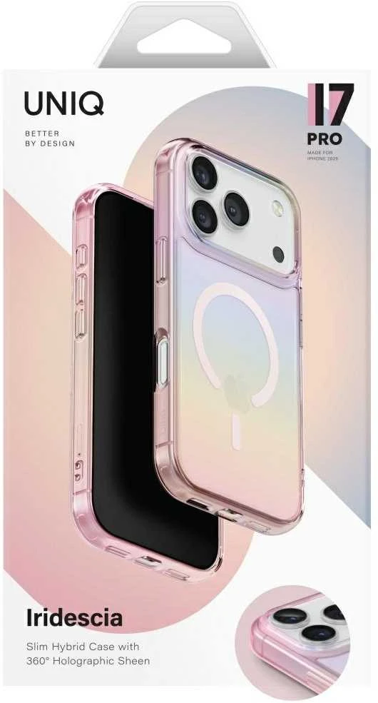 UNIQ Iridescia dėklas skirtas Apple iPhone 17 Pro Magclick Charging rožinės spalvos prism