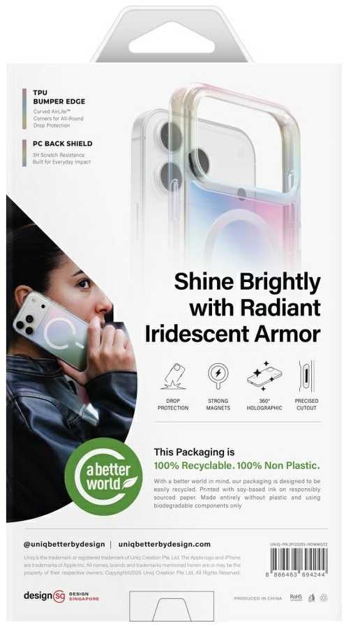 UNIQ Iridescia dėklas skirtas Apple iPhone 17 Pro Magclick Charging midnight quartz
