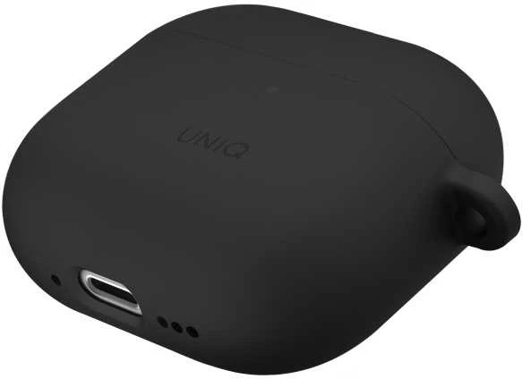 UNIQ dėklas Nexo AirPods 4 + Ear Hooks Silicone juodos spalvos