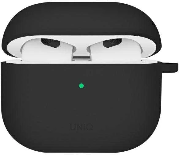 UNIQ dėklas Nexo AirPods 4 + Ear Hooks Silicone juodos spalvos
