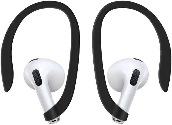 UNIQ dėklas Nexo AirPods 4 + Ear Hooks Silicone juodos spalvos