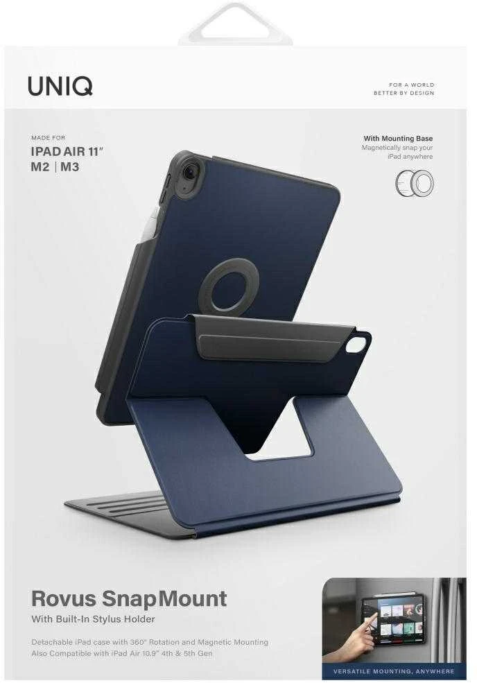 UNIQ Rovus Snapmount Magnetic 360 besisukantis nuimamas dėklas, skirtas iPad Air 11" (M2/M3) / iPad Air 10.9