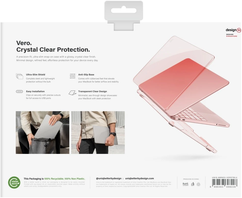 Dėklas UNIQ Vero for MacBook Neo tinted blush