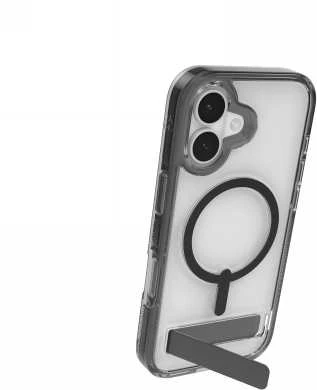 ZAGG Santa Cruz Snap KS MagSafe dėklas su stovu, skirtas iPhone 17 – skaidrus ir juodas