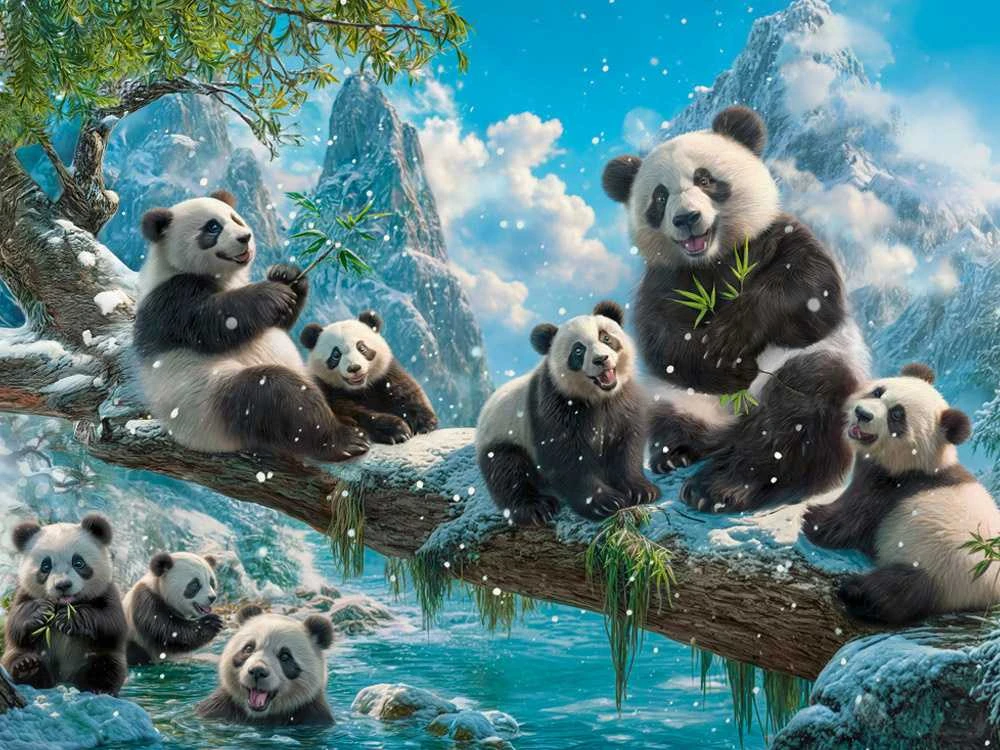 Castorland Panda 2000 dalių dėlionė C-201013-2 Žiemos linksmybės