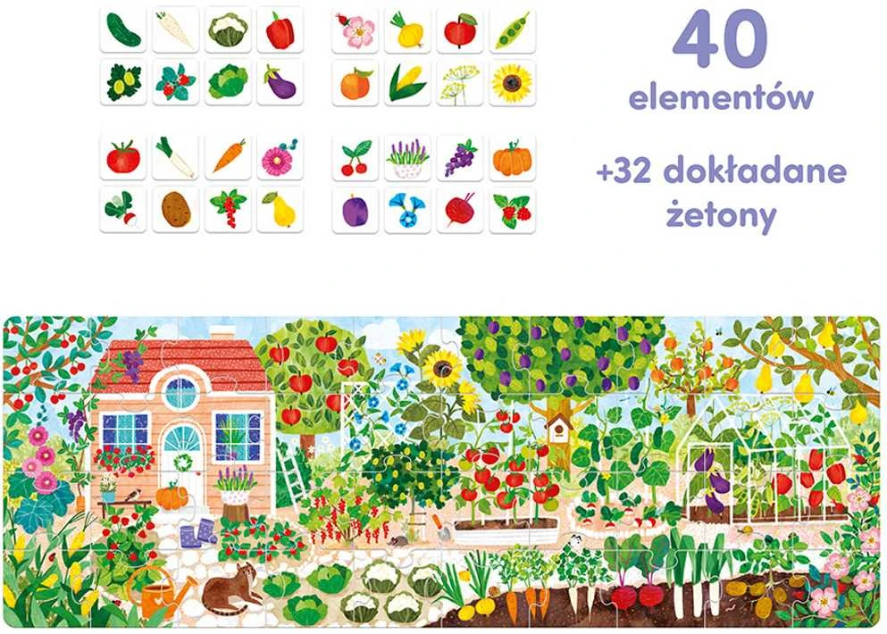 CzuCzu Edukacinė dėlionė „Kas auga sode“ 40 detalių + plakatas ZA5144