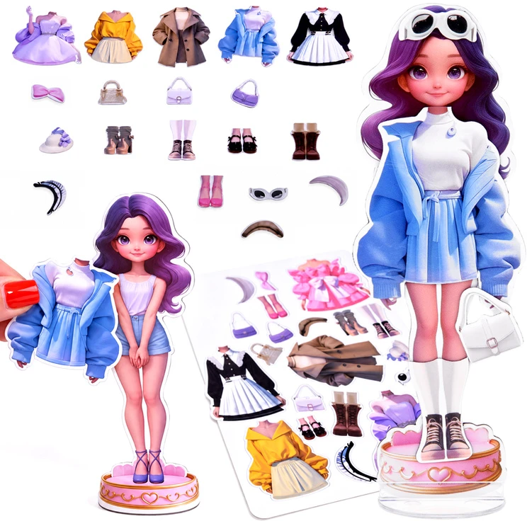 Jokomisiada FASHION DOLL x6 magnetic puzzle - magnetic doll clothes ZA 6607