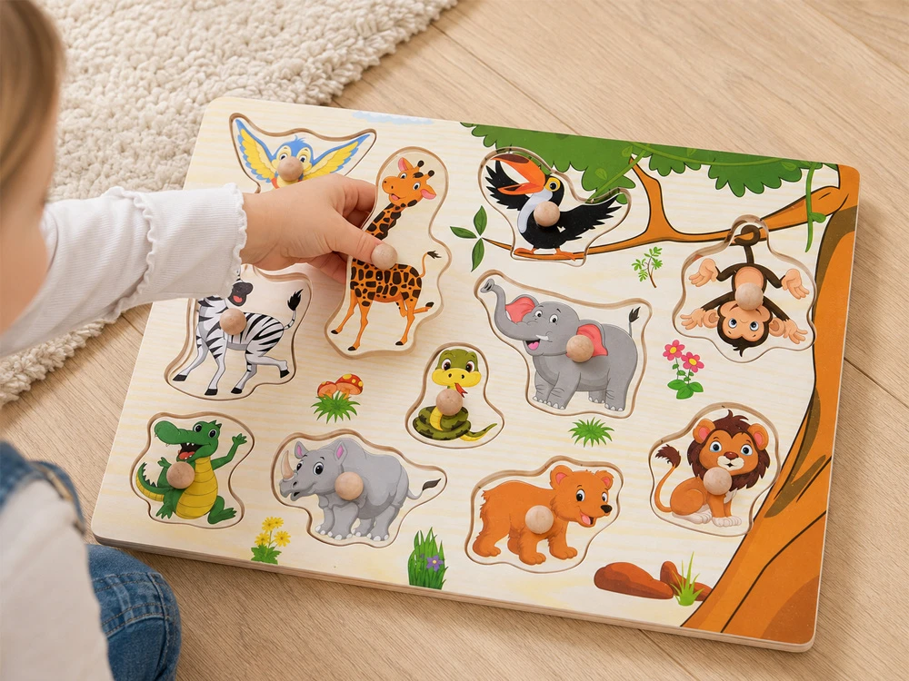 Dėlionė Jokomisiada JUNGLE wooden puzzle with handles - 11 pieces ZA6417