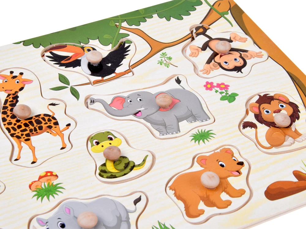 Dėlionė Jokomisiada JUNGLE wooden puzzle with handles - 11 pieces ZA6417