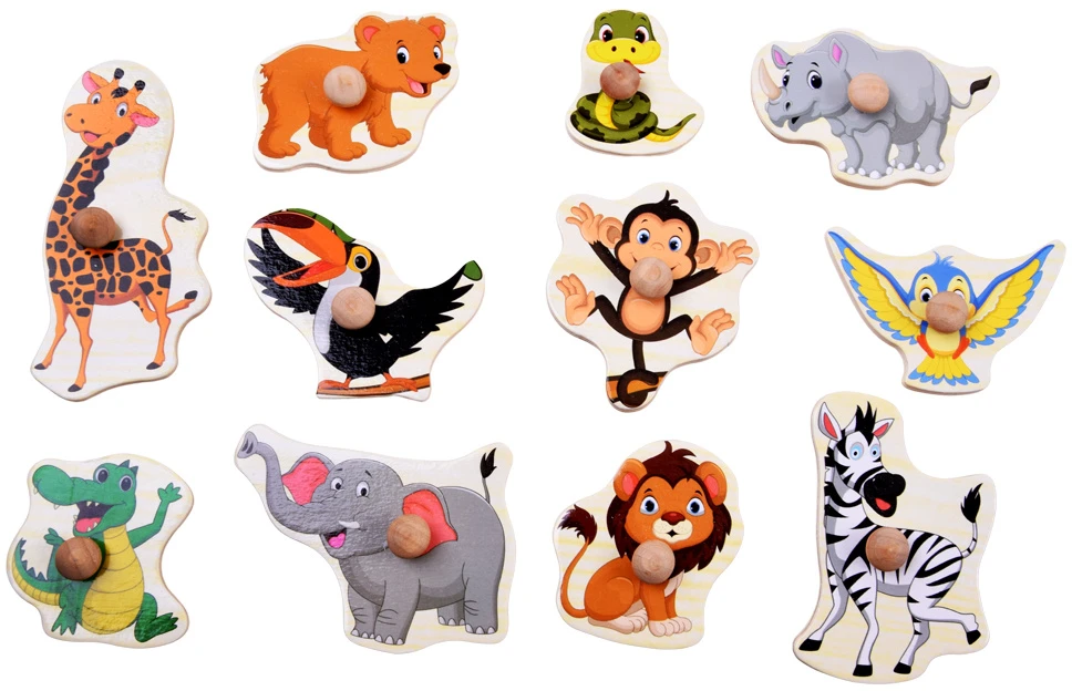 Dėlionė Jokomisiada JUNGLE wooden puzzle with handles - 11 pieces ZA6417