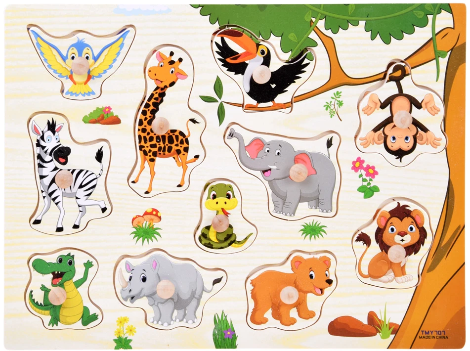 Dėlionė Jokomisiada JUNGLE wooden puzzle with handles - 11 pieces ZA6417