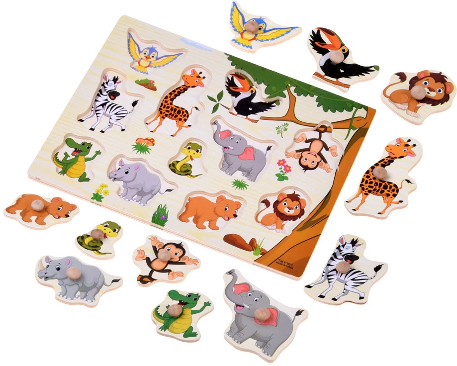 Dėlionė Jokomisiada JUNGLE wooden puzzle with handles - 11 pieces ZA6417
