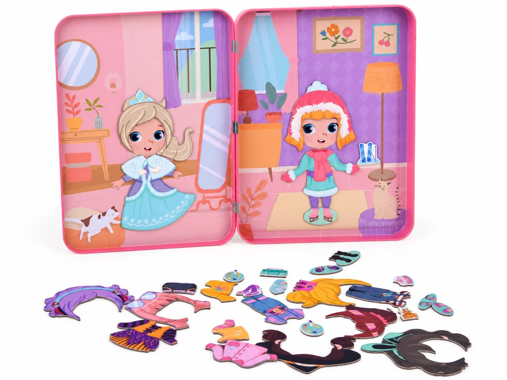 Dėlionė Jokomisiada Magnetic puzzle "Dress up the dolls" many possibilities 51pcs ZA6480