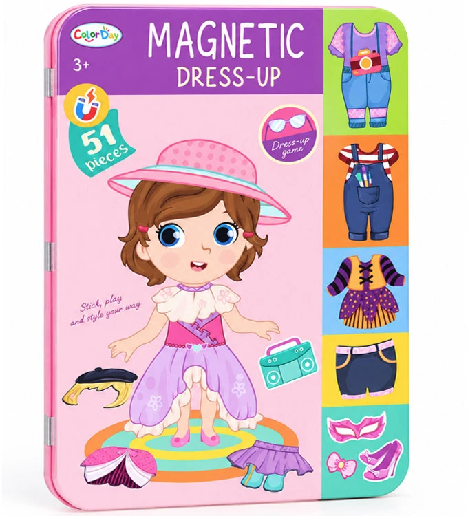 Dėlionė Jokomisiada Magnetic puzzle "Dress up the dolls" many possibilities 51pcs ZA6480
