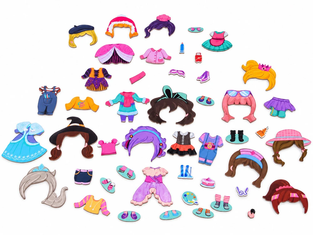 Dėlionė Jokomisiada Magnetic puzzle "Dress up the dolls" many possibilities 51pcs ZA6480