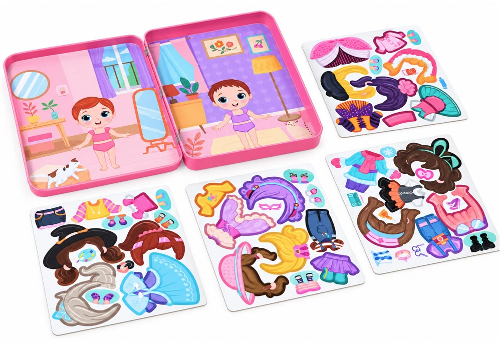 Dėlionė Jokomisiada Magnetic puzzle "Dress up the dolls" many possibilities 51pcs ZA6480