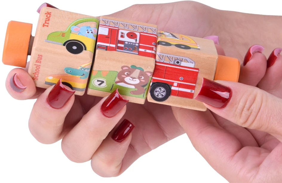 Dėlionė Jokomisiada Rotating wooden puzzle 4 VEHICLES for assembling pictures ZA6241