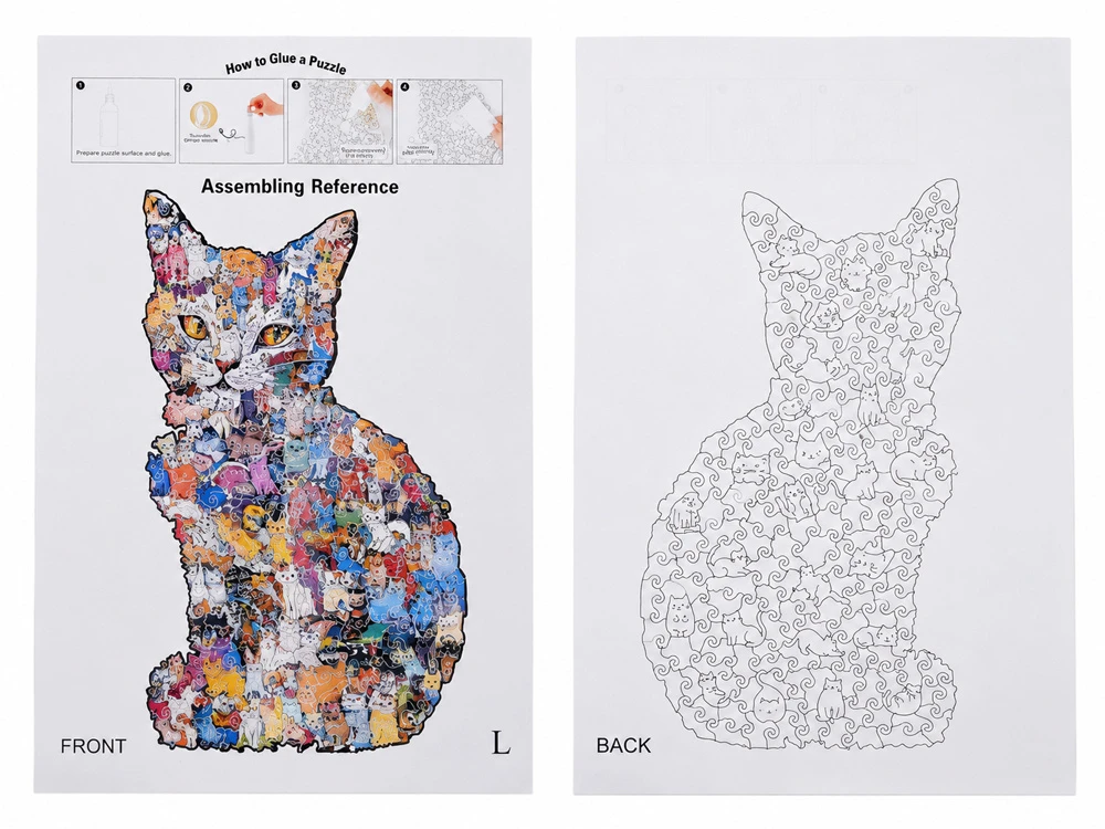 Dėlionė Jokomisiada Wooden puzzle CAT 2 in 1 Piggy bank with cross - VINTAGE A3 195pcs ZA6553