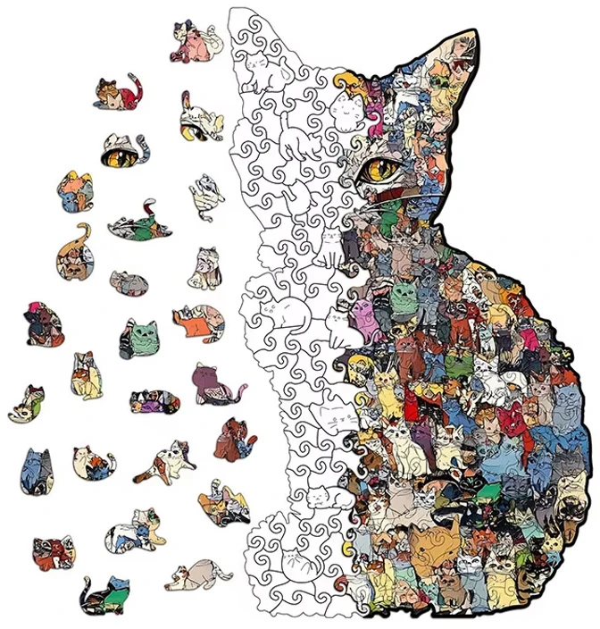 Dėlionė Jokomisiada Wooden puzzle CAT 2 in 1 Piggy bank with cross - VINTAGE A3 195pcs ZA6553