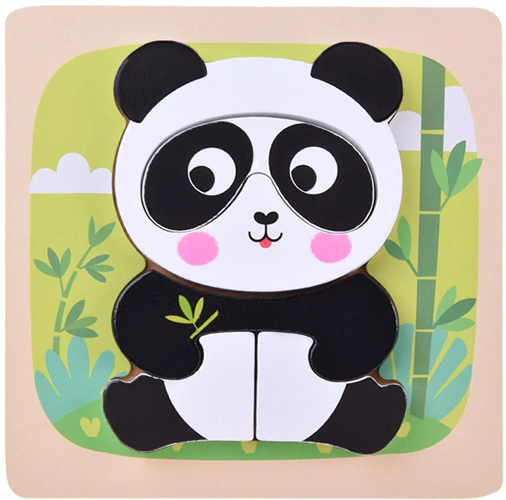 Jokomisiada Medinis dėlionės rinkinys – 4 dėlionių rinkinys: panda, dramblys, višta, tigras ZA6259