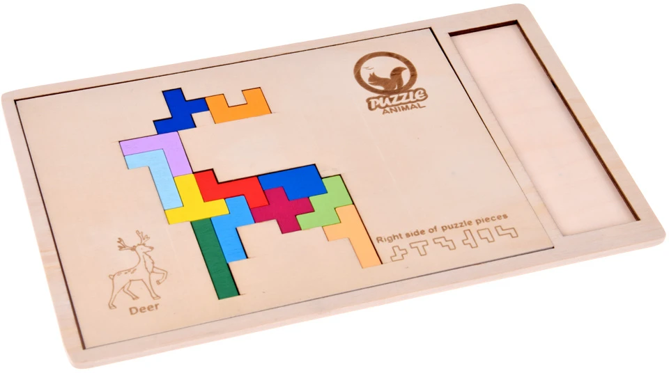 Jokomisiada Medinis dėlionės žaidimas TETRIS 6 gyvūnai + pikselių kaladėlės ZA6244