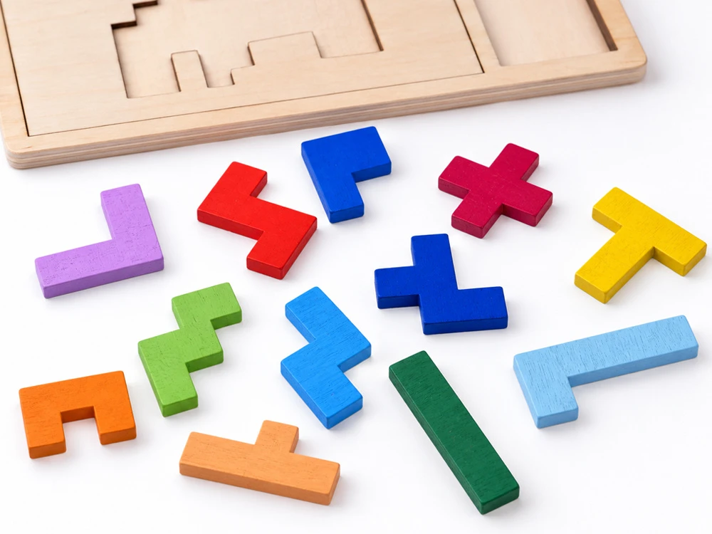 Jokomisiada Medinis dėlionės žaidimas TETRIS 6 gyvūnai + pikselių kaladėlės ZA6244