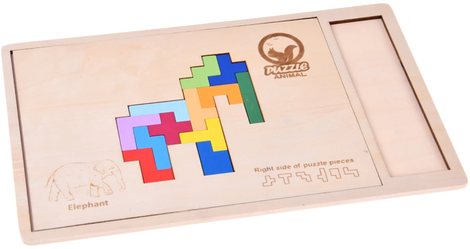Jokomisiada Medinis dėlionės žaidimas TETRIS 6 gyvūnai + pikselių kaladėlės ZA6244