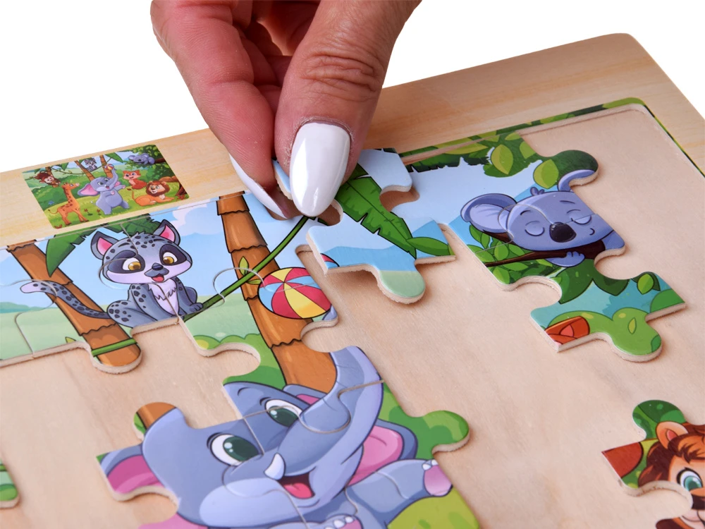 Dėlionė Jokomisiada Wooden puzzle WILD ANIMALS jigsaw puzzle 40 pieces ZA6571
