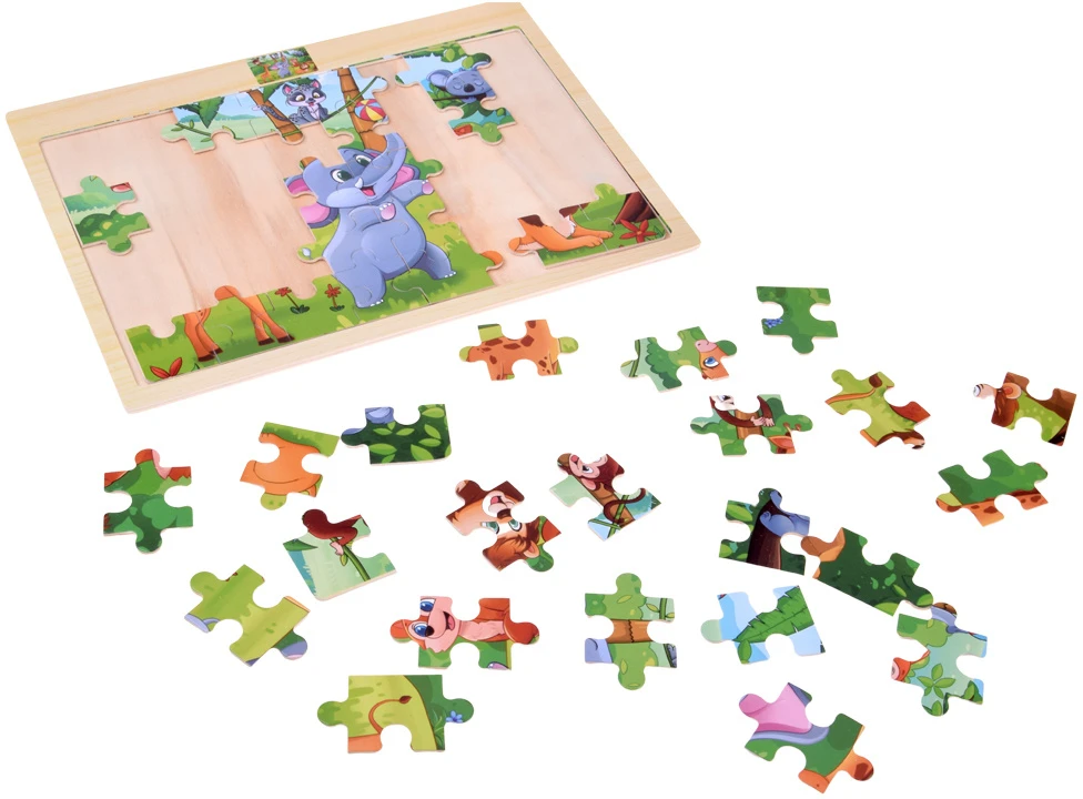 Dėlionė Jokomisiada Wooden puzzle WILD ANIMALS jigsaw puzzle 40 pieces ZA6571