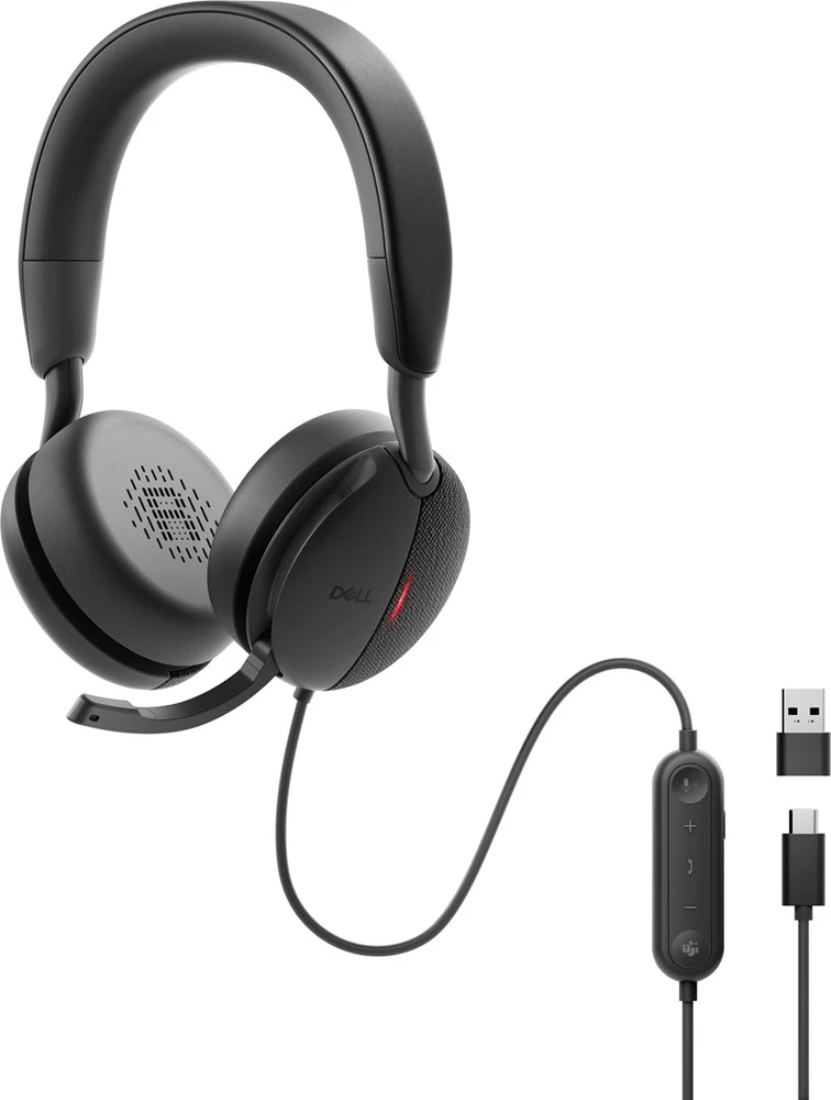 Dell | Pro su laidu Ant ausų uždedamos Ausinės | WH5024 | Su mikrofonu | USB Type-A | ANC | Juodas