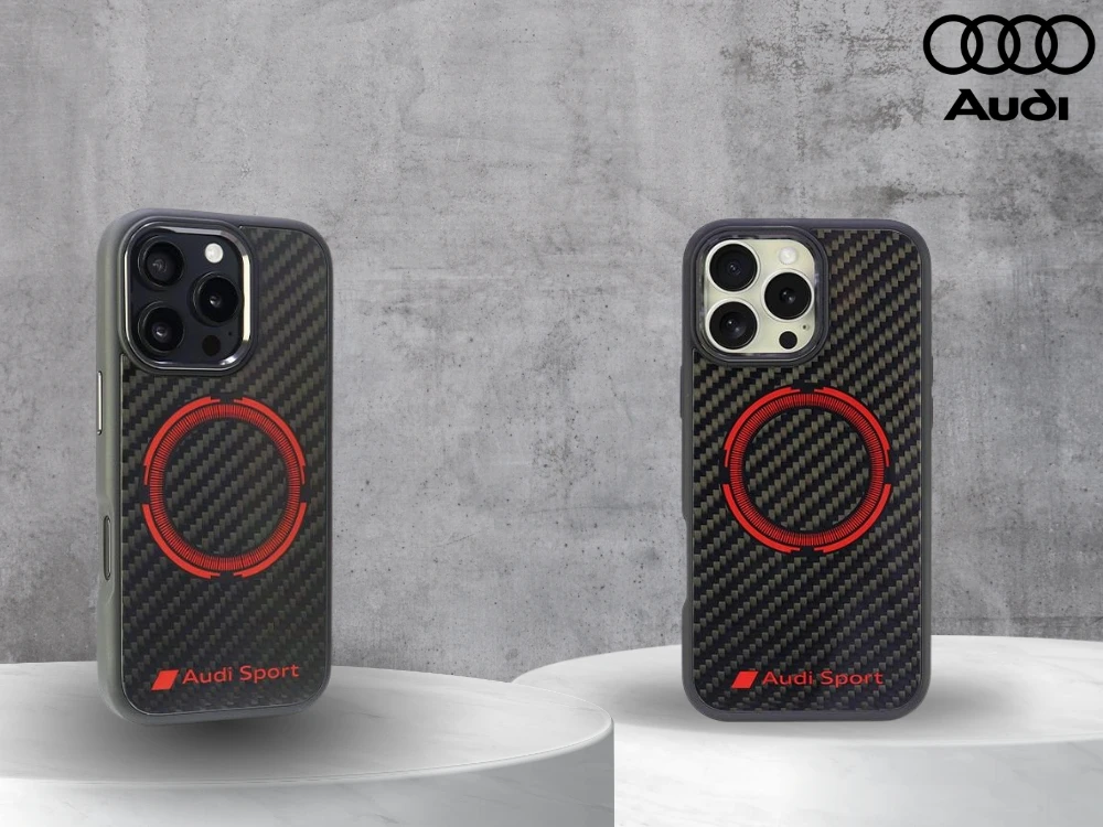 Apple iPhone 16 Pro Max Audi Carbon Fiber Sport Raudona Circle MagSafe (AUS-TPUPCMIP16PM-RSQ/D5-BK) dėklas telefonui juodos spalvos aprašymas - Prekės nuotrauka Apple iPhone 16 Pro Max Audi Carbon Fiber Sport Raudona Circle MagSafe (AUS-TPUPCMIP16PM-RSQ/D5-BK) dėklas telefonui juodos spalvos aprašymas - Prekės nuotrauka