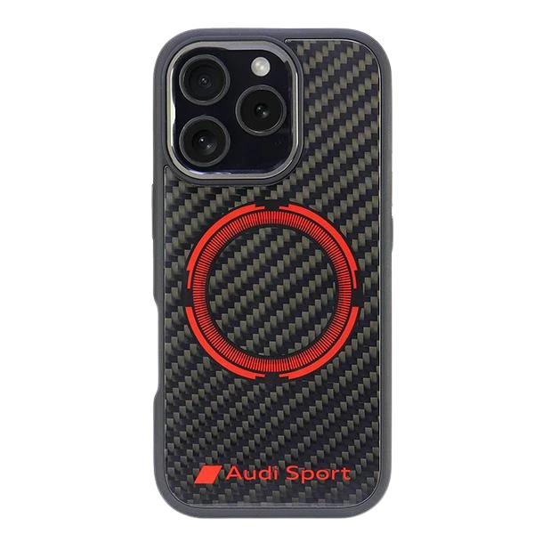 Apple iPhone 16 Pro Max Audi Carbon Fiber Sport Raudona Circle MagSafe (AUS-TPUPCMIP16PM-RSQ/D5-BK) dėklas telefonui juodos spalvos aprašymas - Prekės nuotrauka Apple iPhone 16 Pro Max Audi Carbon Fiber Sport Raudona Circle MagSafe (AUS-TPUPCMIP16PM-RSQ/D5-BK) dėklas telefonui juodos spalvos aprašymas - Prekės nuotrauka