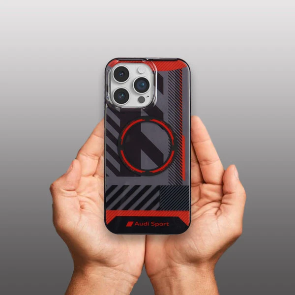 Apple iPhone 13 Pro Audi dėklas IML Pattern MagSafe Case (AU-IMLMIP13PM-RSQ/D2-BK) juodos spalvos aprašymas - Prekės nuotrauka