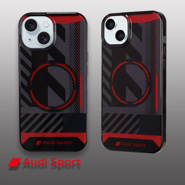 Apple iPhone 13 / 14 / 15 Audi dėklas IML Sport MagSafe Case (AU-IMLMIP15-RSQ/D2-BK) juodos spalvos aprašymas - Prekės nuotrauka Apple iPhone 13 / 14 / 15 Audi dėklas IML Sport MagSafe Case (AU-IMLMIP15-RSQ/D2-BK) juodos spalvos aprašymas - Prekės nuotrauka