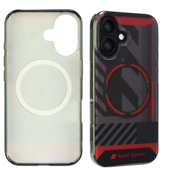 Apple iPhone 16 Audi IML Sport MagSafe (AUS-IMLMIP16-RSQ/D2-BK) dėklas telefonui juodos spalvos aprašymas - Prekės nuotrauka Apple iPhone 16 Audi IML Sport MagSafe (AUS-IMLMIP16-RSQ/D2-BK) dėklas telefonui juodos spalvos aprašymas - Prekės nuotrauka