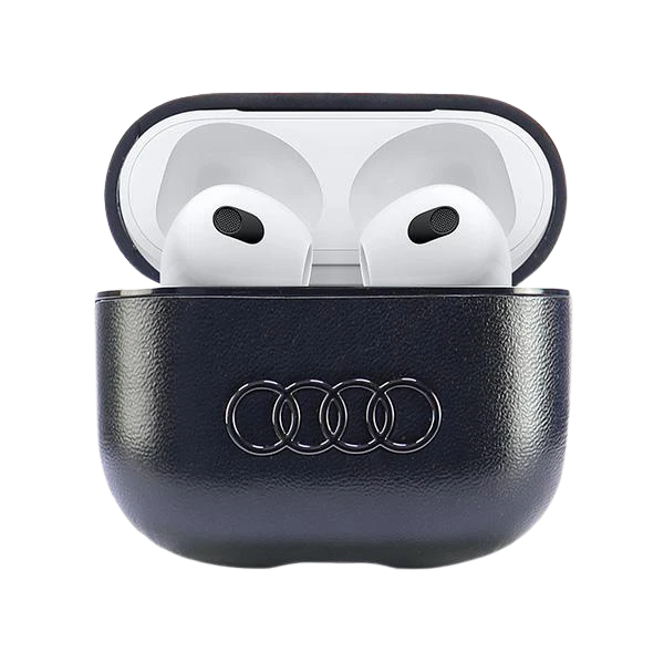 Apple AirPods 3 Audi Leather Big Logo Cover (AU-AP3-GT/D3-BK) dėklas ausinėms juodos spalvos aprašymas - Prekės nuotrauka Apple AirPods 3 Audi Leather Big Logo Cover (AU-AP3-GT/D3-BK) dėklas ausinėms juodos spalvos aprašymas - Prekės nuotrauka