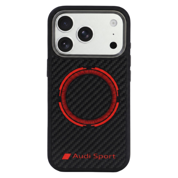 Dėklas Audi RSQ Carbon Fiber Sport Raudona Circle MagSafe Case for iPhone 18 Pro / 17 Pro - Juodas aprašymas - Prekės nuotrauka