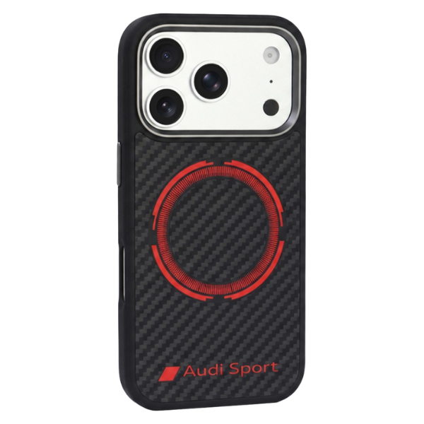 Dėklas Audi RSQ Carbon Fiber Sport Raudona Circle MagSafe Case for iPhone 18 Pro / 17 Pro - Juodas aprašymas - Prekės nuotrauka