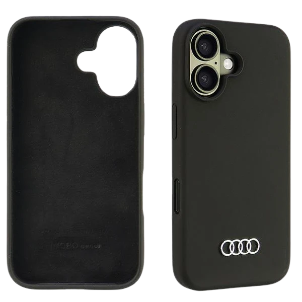 Apple iPhone 16 Audi Silicone (AU-LSRIP16-Q3/D1-BK) dėklas telefonui juodos spalvos aprašymas - Prekės nuotrauka