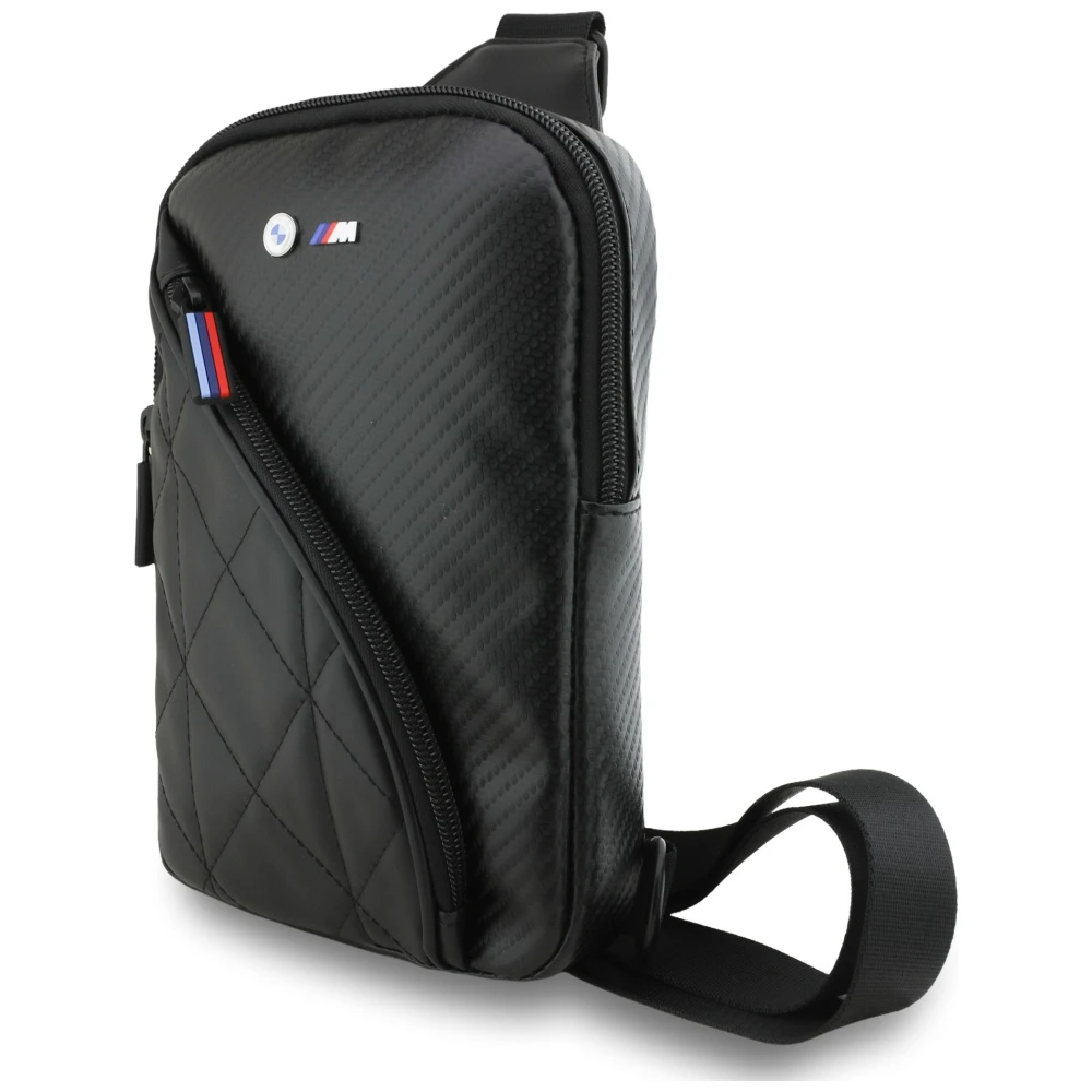 BMW Carbon Pocket & Metal Logo Crossbody Phone Bag - Juodas aprašymas - Prekės nuotrauka