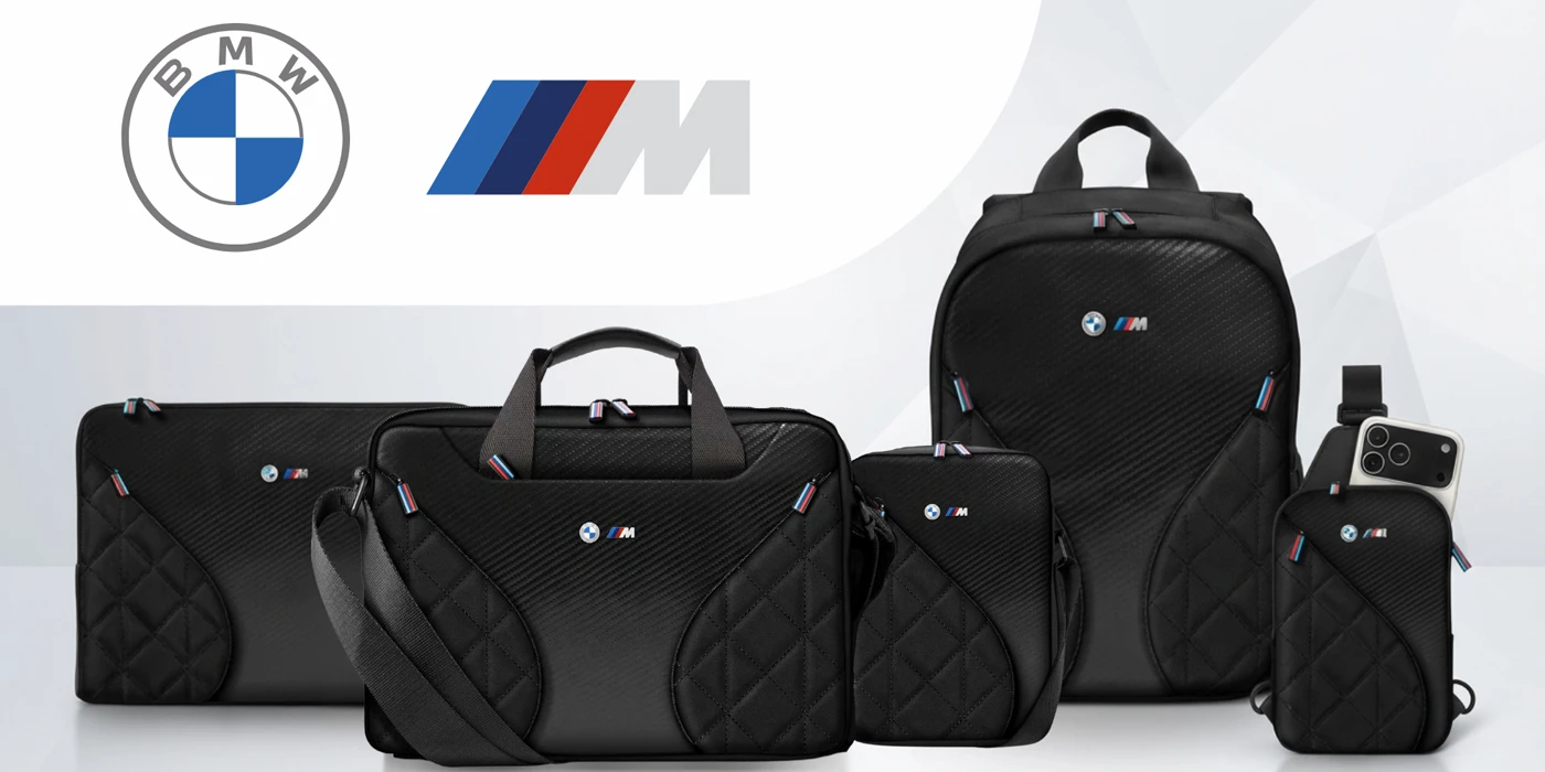 BMW Carbon Pocket & Metal Logo Crossbody Phone Bag - Juodas aprašymas - Prekės nuotrauka