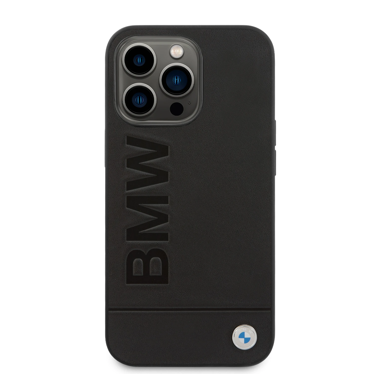 Dėklas BMW Leather Stamp Case for iPhone 14 Pro - Juodas aprašymas - Prekės nuotrauka