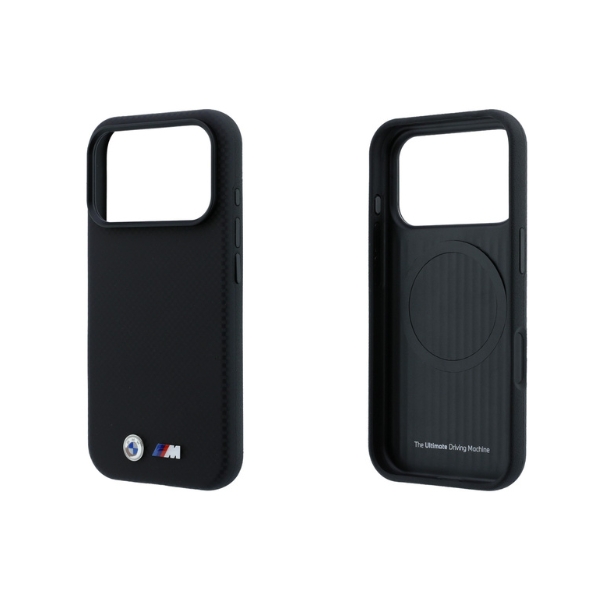 Dėklas BMW M Quadrille Kevlar Metal Logo MagSafe Case, skirtas iPhone 17 Pro Max / 18 Pro Max – Juodas aprašymas - Prekės nuotrauka