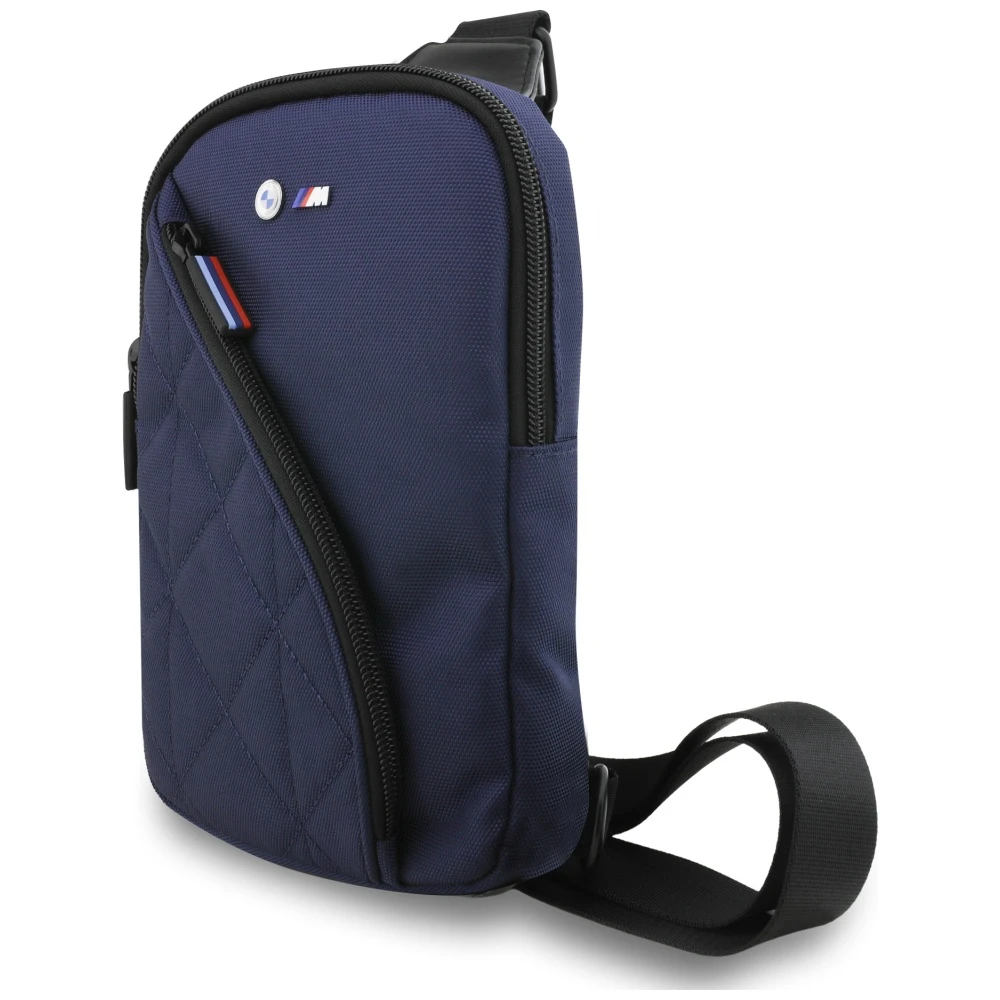 BMW Nylon Pocket & Metal Logo Crossbody Phone Bag - Navy Mėlyna aprašymas - Prekės nuotrauka