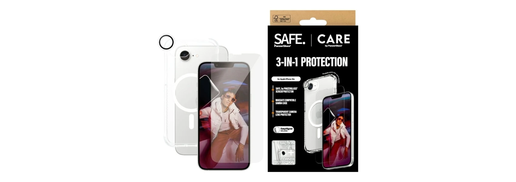Panzer Glass Apsauginis rinkinys CARE by PanzerGlass Fashion 3in1 Dėklas+Ekrano apsauga+Objektyvo apsauga Apple iPhone 16e aprašymas - Prekės nuotrauka Panzer Glass Apsauginis rinkinys CARE by PanzerGlass Fashion 3in1 Dėklas+Ekrano apsauga+Objektyvo apsauga Apple iPhone 16e aprašymas - Prekės nuotrauka