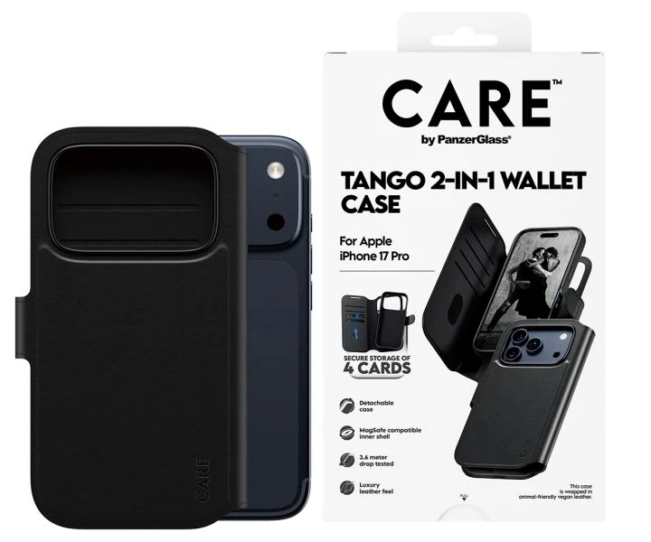 Panzer Glass „CARE by PanzerGlass Feature Tango 2in1“ piniginės dėklas su „MagSafe“ jungtimi, skirtas „iPhone 17 Pro Max“ – juodas aprašymas - Prekės nuotrauka Panzer Glass „CARE by PanzerGlass Feature Tango 2in1“ piniginės dėklas su „MagSafe“ jungtimi, skirtas „iPhone 17 Pro Max“ – juodas aprašymas - Prekės nuotrauka